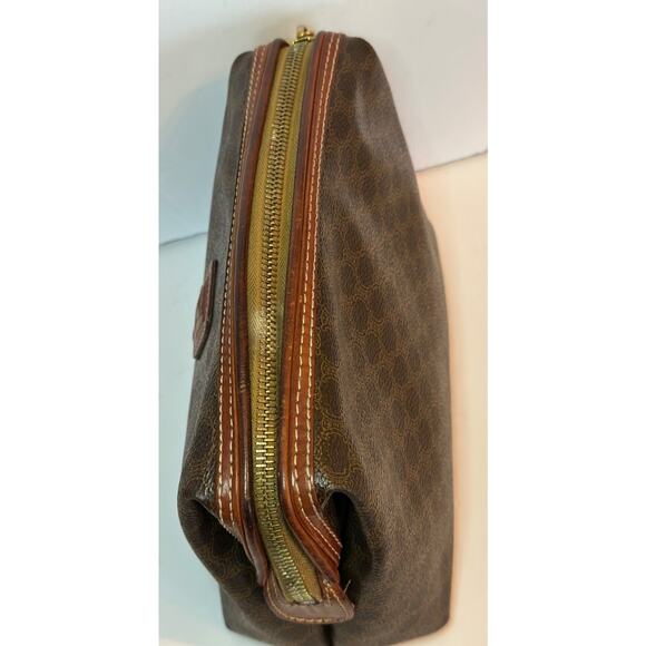 CELINE Macadam Cosmetic Pouch clutch PVC Leather Brown Authentic - Picture 9 of 15